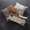 Cowhide And Leather Lumbar Pillow