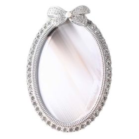 Rhinestone Oval Photo Frame 4x6 Bowknot Wedding Picture Frame Desktop Display Silver Photo Frame Decoration