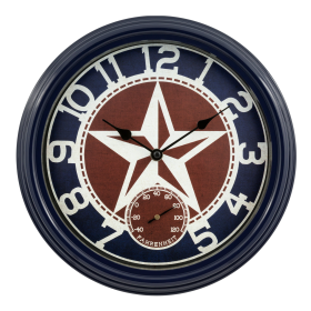 La Crosse Clock 12-inch Indoor/Outdoor Americana Red/Blue Quartz Analog Wall Clock, 404-3012TX