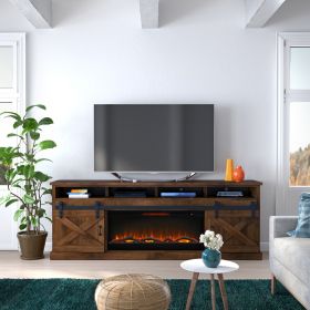 Bridgevine Home Farmhouse 93 inch Electric Fireplace TV Stand for TVs up to 100 inches, Minimal Assembly, Aged Whiskey Finish