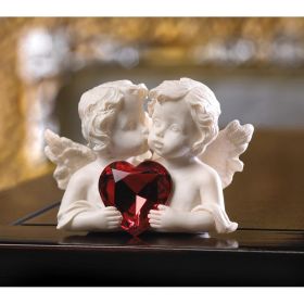 Two In Love Cherub Angel Red Crystal Heart Figurine